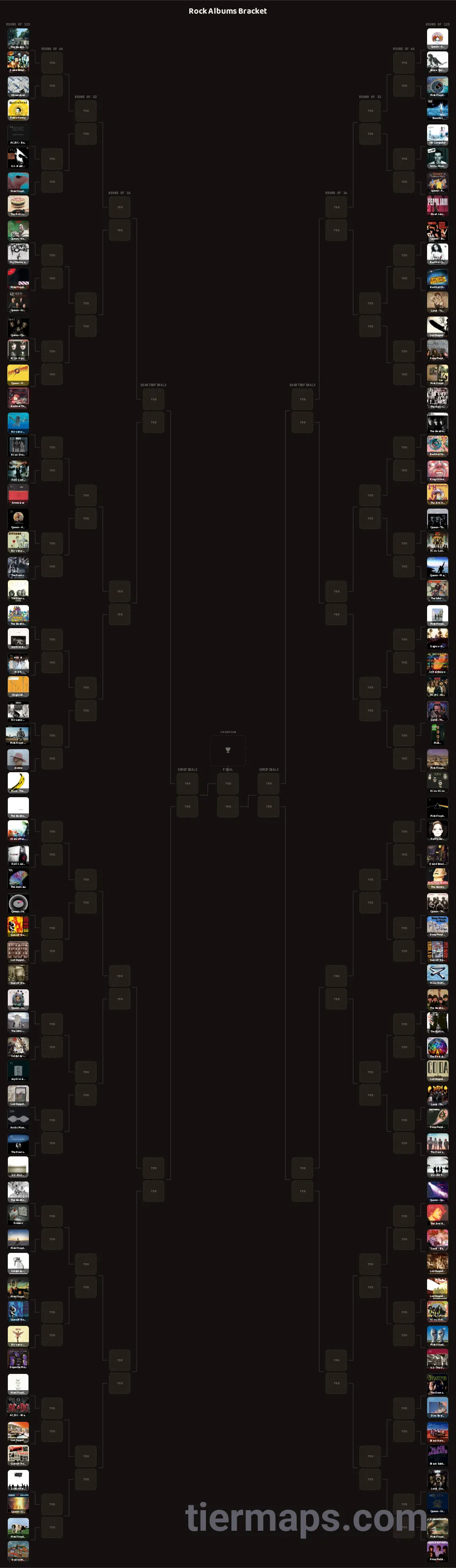 Rock Albums Bracket: Bracket with 128 entries