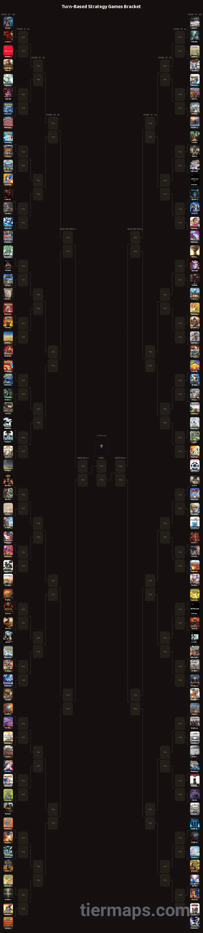 Turn-Based Strategy Games Bracket: Bracket with 128 entries