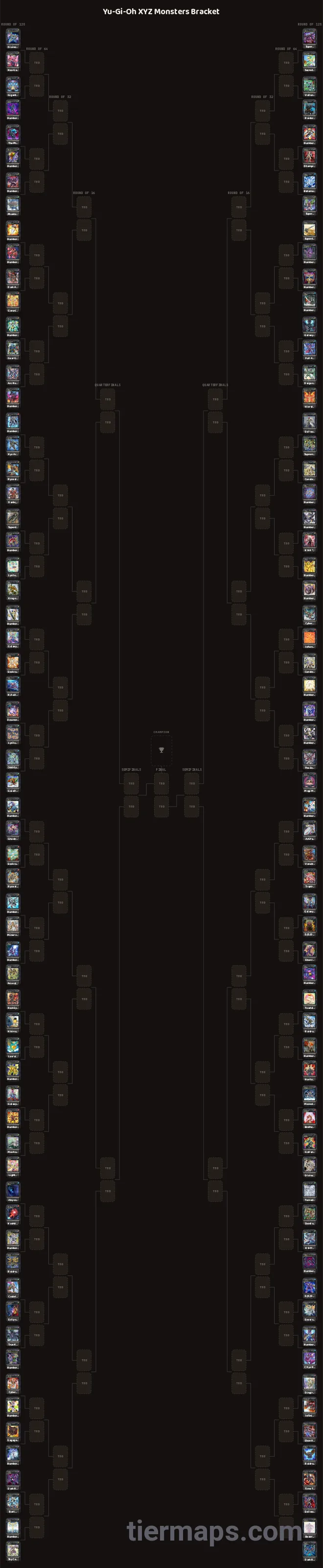 Yu-Gi-Oh XYZ Monsters Bracket: Bracket with 128 entries